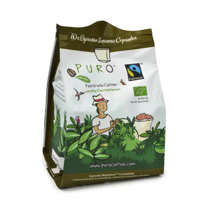 Puro Espresso Kaffeekapseln Savanna 120 St&uuml;ck Bio Fairtrade